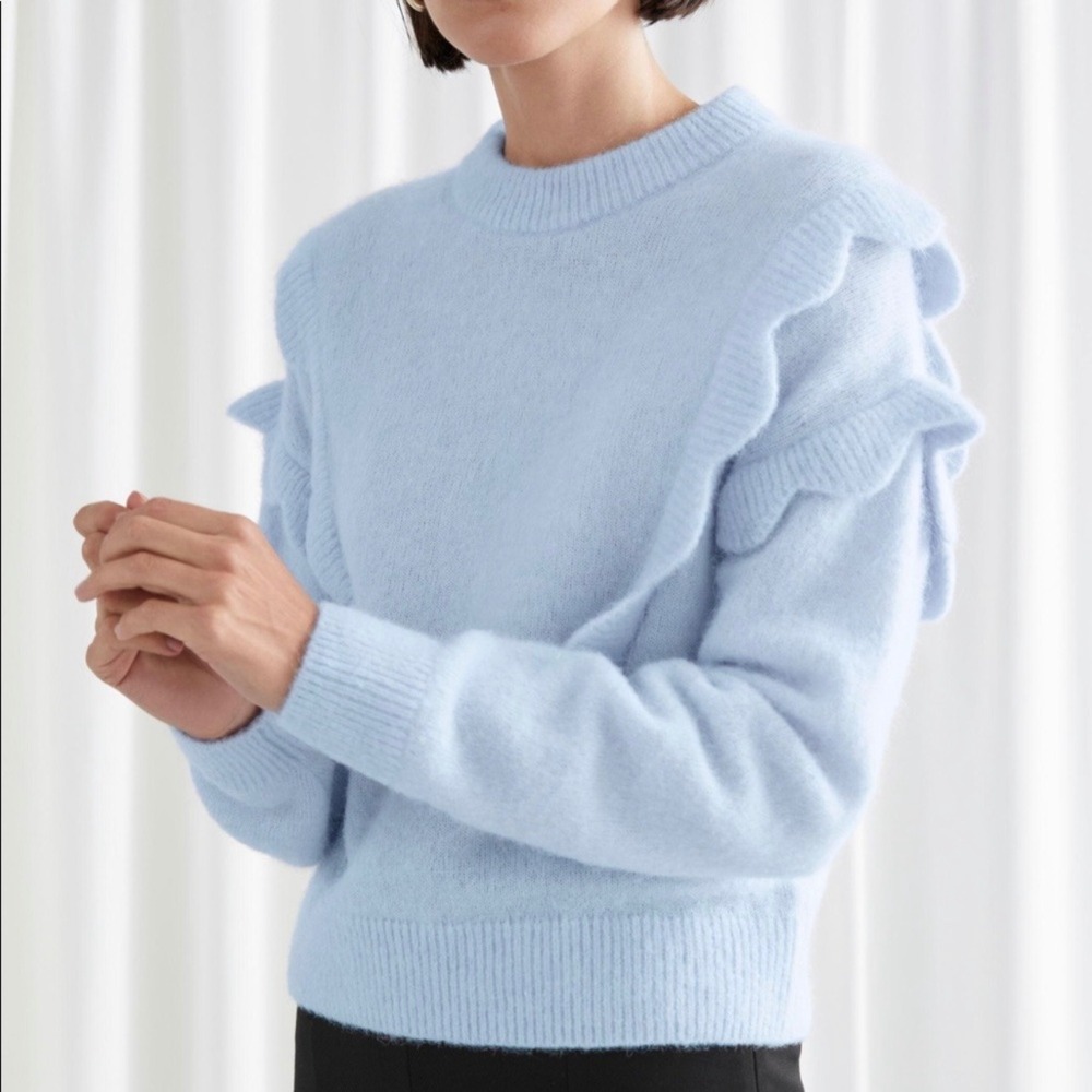 & Other Stories‎ Wool Alpaca Blend Scallop Knit Sweater in Lavender Purple SZ XS